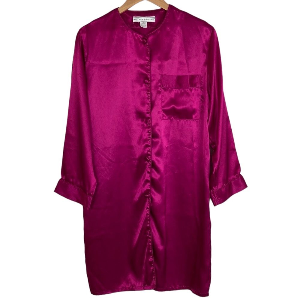 Whitney Brooks Pink Satin Long Sleep Shirt